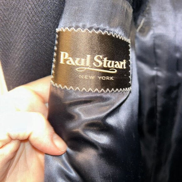 paul stuart blue wool classic mens overcoat 40 regular MINT CONDITION - Picture 2 of 7